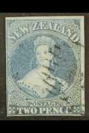 1855 2d Blue On Blue Paper, Imperf, SG 5, Very Fine Used With 4 Margins & Attractive Cancellation. For More... - Altri & Non Classificati