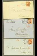 1870-71 GB USED IN 4d Vermilion Plate 12, SG Z49, Three Attractive Envelopes To Livorno Or Marseilles, Each With... - Malte (...-1964)