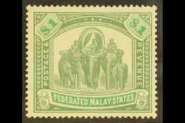 FEDERATED STATES 1904 - 22 $1 Grey Green And Green, Elephants, SG 48, Very Fine And Fresh Mint. For More Images,... - Andere & Zonder Classificatie