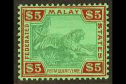 FEDERATED STATES $5 Green And Red On Green "Tiger", SG 81, Superb Mint. For More Images, Please Visit... - Other & Unclassified