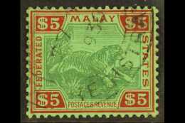 FEDERATED STATES $5 Green And Red On Green "Tiger", SG 81, Superb Used With Neat Registered Cancel. For More... - Other & Unclassified