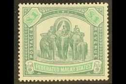 FEDERATED STATES 1904 $1grey Green And Green "Elephants", SG 48, Very Fine Mint. For More Images, Please Visit... - Straits Settlements