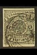1859-63 2c Black Imperf SG 7, Michel 4, Very Fine Used, 4 Good To Large Margins, Fresh & Attractive! Cat Mi... - Other & Unclassified