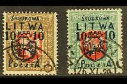 CENTRAL LITHUANIA - POLISH OCCUPATION 1920 10m On 3a Red And Brown And 10m On 5a Red And Blue Green, Mi 12/13,... - Lithuania