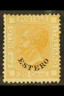 ITALIAN OFFICES IN LEVANT 1878 20c Orange Overprinted "Estero", Sass 11, Very Fine Mint, Large Part Og. Signed... - Autres & Non Classés