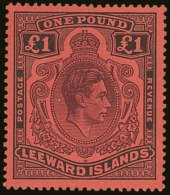 1938-51 £1 Purple & Black Carmine, SG 114a, Fine Mint For More Images, Please Visit... - Leeward  Islands