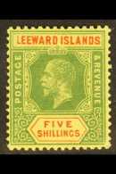 1912-22 5s Green And Red On Yellow, SG 57, Variety Thin Deformed "L", Very Fine Mint. For More Images, Please... - Leeward  Islands