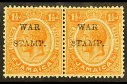 1917 1½d Orange "War Stamp", Horizontal Mint Pair, SG 74, One Showing "S Inserted By Hand" Unlisted By SG.... - Jamaïque (...-1961)