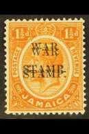 1917 1½d Orange, "War Stamp", Variety "Ovpt Double", SG 74c, Very Fine Mint. For More Images, Please Visit... - Jamaica (...-1961)