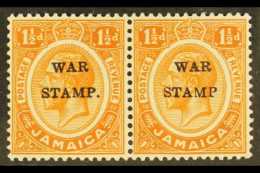 1916 1½d Orange "War Stamp", Horiz Pair One Showing Variety "Inverted D For P" And Missing Stop, SG 71fvar,... - Jamaica (...-1961)