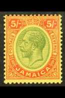 1912-20 5s Green And Red On Yellow, SG 67, Very Fine Mint. For More Images, Please Visit... - Jamaïque (...-1961)