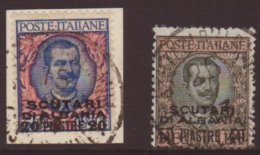 SCUTARI 1909-11 20pi On 5 L. And 40pi On 10 L. Sass 7/8, Fine Cds Used, The 20pi On Original Piece. (2) For More... - Andere & Zonder Classificatie