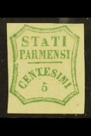 PARMA 1859 5c Blue Green, Provisional Govt, Variety "Short A", Sass 12b, Very Fine Mint, Large Part Og. Some... - Zonder Classificatie