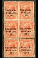 1922-23 SAORSTAT 1d Scarlet, Vertical Block Of Six, One Showing Accent And "at" Inserted, SG 53d, Hib. T48f, Fine... - Altri & Non Classificati