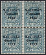 1922-23 BROKEN FRAME LINE 10d Turquoise Blue SG 62, Fine Mint Block Of Four With Lower Left Stamp Showing Broken... - Altri & Non Classificati
