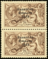 1922-23 2s6d Pale Brown Seahorse, Vertical Pair, One With NO ACCENT Variety, SG 64b + 64, Very Fine Mint, Normal... - Autres & Non Classés
