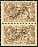 1922-23 2s6d Pale Brown Seahorse, Vertical Pair, One With NO ACCENT Variety, SG 64b + 64, Very Fine Mint, Normal... - Other & Unclassified