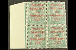 1922 DOLLARD 4d Grey-green With Carmine Overprint, SG 6c, Superb Nhm Left Marginal Block Of Four. For More Images,... - Other & Unclassified