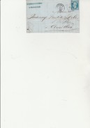 LETTRE AFFRANCHIE N° 14  OBLITERATION LOSANGE PETIT CHIFFRE 2407 PERPIGNAN - ANNEE 1859 - 1849-1876: Periodo Classico
