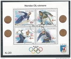 Norvège,  1991 Bloc N°16 Oblitéré, Jeux Olympiques D´hiver - Blokken & Velletjes