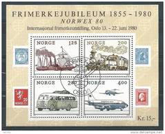 Norvège,  1980 Bloc N°4 Oblitéré, Expo Norwex Avec Transports - Blokken & Velletjes