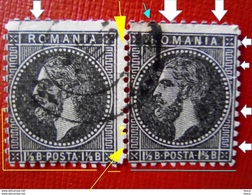 Stampe ERROR ROMANIA 1872-90, Carol I, Printed WITHOUT Line Border, ERROR  PERFORATION MISPLACED IMAGE Pairx2 - Variétés Et Curiosités