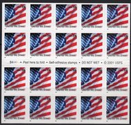 USA 2001-2 'United We Stand' Self-adhesive Booklet Pane Of 20, MNH (SG SB325) - Nuovi