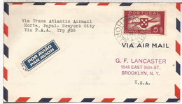 PORTUGAL CC 1941 PRIMER VUELO HORTA NEW YORK - Storia Postale