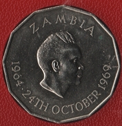 ZAMBIA 50 NGWEE 1969 FAO KM# 14  Kenneth Kaunda 1964 · 24TH OCTOBER 1969 - Sambia