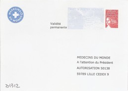 D1312 Entier / Stationery / PSE - PAP Réponse Luquet : Médecins Du Monde -agrément N° 0301881 - Prêts-à-poster:Answer/Luquet