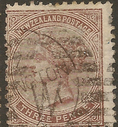 NZ 1874 3d QV FSF P12.5 SG 154 U #ZS144 - Used Stamps