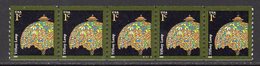 USA 2002 Arts & Crafts 1c Tiffany Lamp Coil Plate Strip Of 5, MNH (SG 4091) - Nuevos