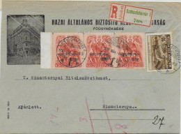 HONGRIE - 1939 - ENVELOPPE DECOREE RECOMMANDEE De SZEKESFEHERVAR => SIMONTORNYA - Covers & Documents