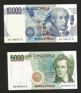 ITALIA - BANCA D' ITALIA - 10000 Lire Volta & 5000 Lire Bellini (Firme: Fazio / Amici ) Lotto - 10000 Lire