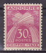 ANDORRA TAXE 1943  MH* - Nuovi