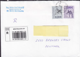 Slovakia Registered Recommandé Einschreiben BRATISLAVA Label 20?? BRØNDBY STRAND Denmark - Cartas & Documentos