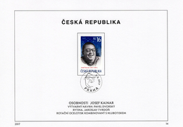 Czech Republic - 2017 - Personalities - Josef Kainar, Poet, Playwright And Translator - FDS (first Day Sheet) - Briefe U. Dokumente