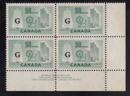 Canada MNH Scott #O38 'G' Overprint On 50c Textile Industry Plate #2 Lower Right PB - Aufdrucksausgaben