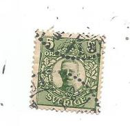 TIMBRE , SUEDE , GUSTAVE V , 5 Ore , Oblitéré - Used Stamps