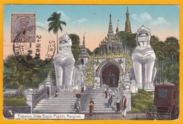 1926 - CP De Rangoon, Birmanie Vers Berlin, Allemagne - Affrt 1 Anna Inde Anglaise - Vue Pagode Shive Dagon - Birmanie (...-1947)