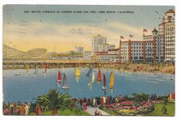 CALIFORNIA WATER CARNIVAL IN LAGOON ALONG THE PIKE - LONG BEACH 1934 VIAGGIATA FP - Long Beach