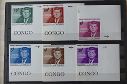 République Du Congo - 567/572 Avec Coin De Feuille - Kennedy - Non Dentelé - Ongetand - Imperforated - 1964 - MNH - Nuevas/fijasellos