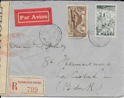 MAROC - 1942 - ENVELOPPE Par AVION RECOMMANDEE De CASABLANCA Avec CENSURE ROUGE => LA CIOTAT - Cartas & Documentos