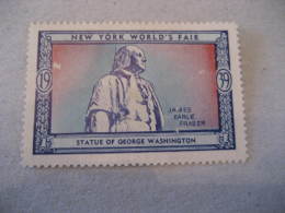 GEORGE WASHINGTON USA President Celebrities Celebrites NEW YORK FAIR 1939 Poster Stamp Label Vignette USA - George Washington