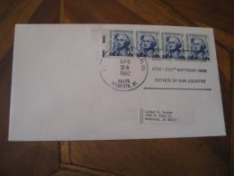 GEORGE WASHINGTON USA President Celebrities Celebrites PLYMOUTH 1982 Cancel Cover USA - George Washington