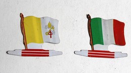 2 Drapeau Biscuits Alsacienne Italie Vatican Petit Exquis Plaque Métal - Autres & Non Classés