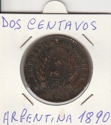 DOS CENTAVOS 1890 - MONETA ARGENTINA - LEGGI - Zentralamerika