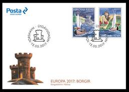 ISLAS FEROE FAROE ISLANDS 2017  EUROPA CEPT CASTLES FDC First Day Cover Of 2 Stamps From Sheets - 2017