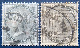 BRITISH INDIA 1856 4as Queen Victoria TWO SHADES Used UNWATERMARKED - 1858-79 Compañia Británica Y Gobierno De La Reina