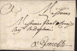 Lettre De Nisme 11 Avril 1757 Marque Postale Nimes Lenain N5 1752 1762 Indice 11 Taxe Manuscrite 7 Pour Grenoble - 1701-1800: Precursors XVIII
